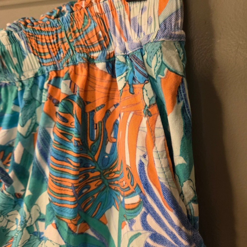 Juniper + Lime Women's Pull On Wide Leg Cropped Pants Size XL Tropical Print - Picture 6 of 10